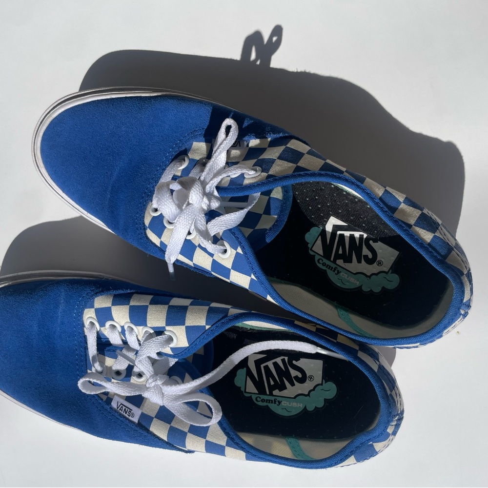 Unisex VANS Authentic Comfy Crush Blue and White Checkered Board Shoes